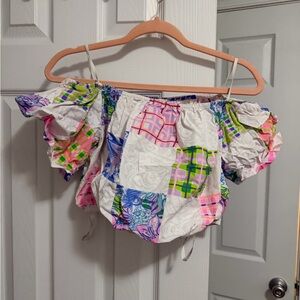 Lilly Pulitzer Multicolor Patchwork Crop Top